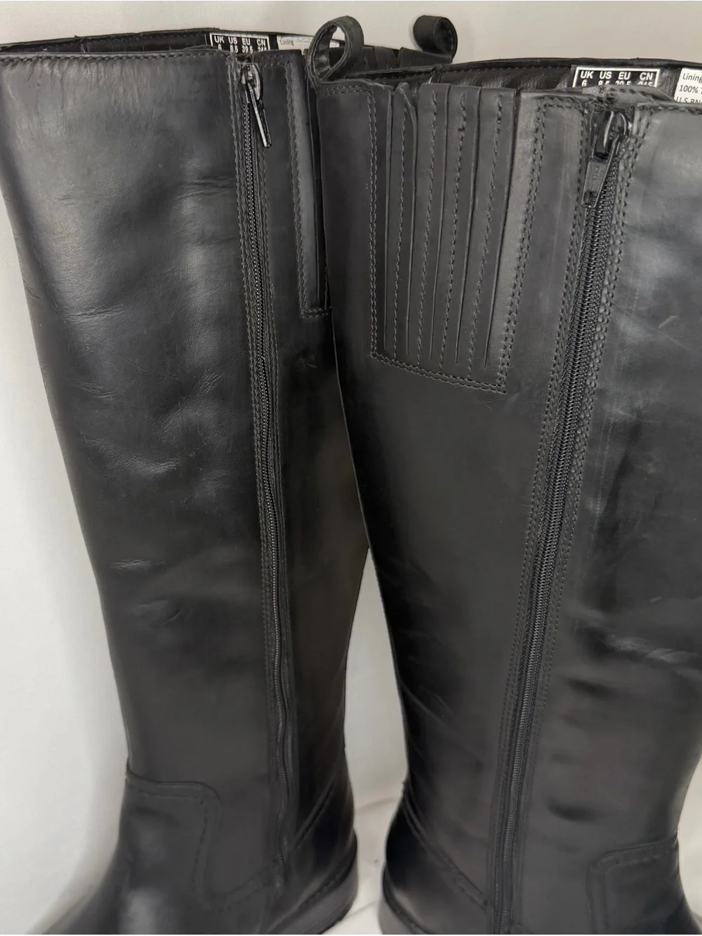 Clarks Leather Knee Boot Womens 8.5M Black Artisan Riding Swansea Glen Faux Fur